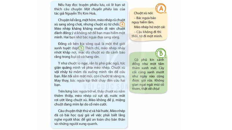 Câu 1: Đọc bài văn kể lại câu chuyện và các chi tiết kể sáng tạo (A, B) dưới đây, sau đó thực hiện yêu cầu.