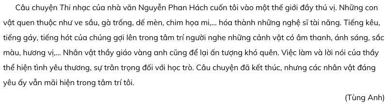 Câu 1: Đọc đoạn văn dưới đây và trả lời câu hỏi. bài 2 thi nhạc