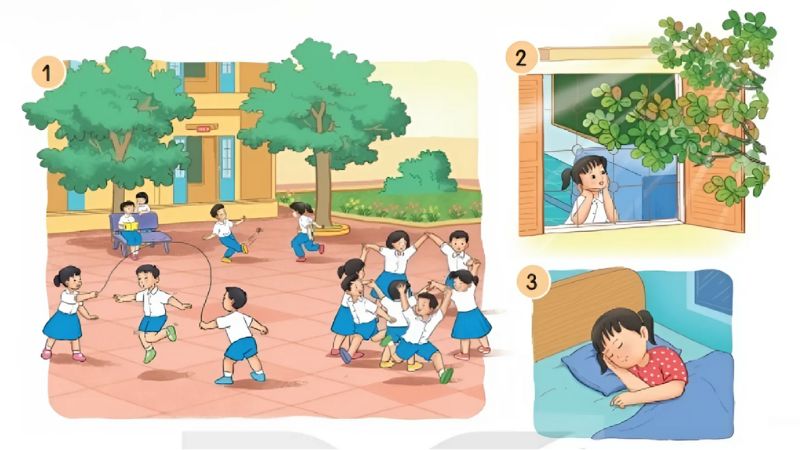 Câu 1: Đọc khổ thơ tương ứng với từng bức tranh dưới đây