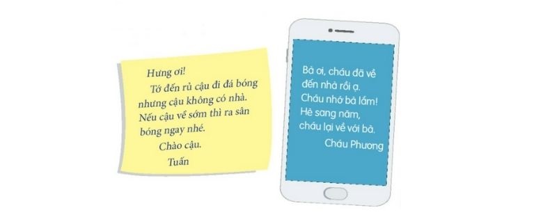 Câu 1: So sánh để tìm những điểm khác nhau giữa hai tin nhắn dưới đây: