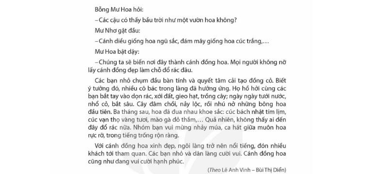 Câu 2: Đọc bài 2 canshd dồng hoa 2