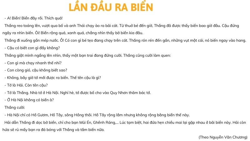 câu 2 đọc Bài 4: Lần đầu ra biển 