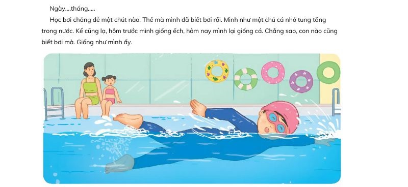 Câu 2: Đọc Bài 5: Nhật kí tập bơi đoạn 3