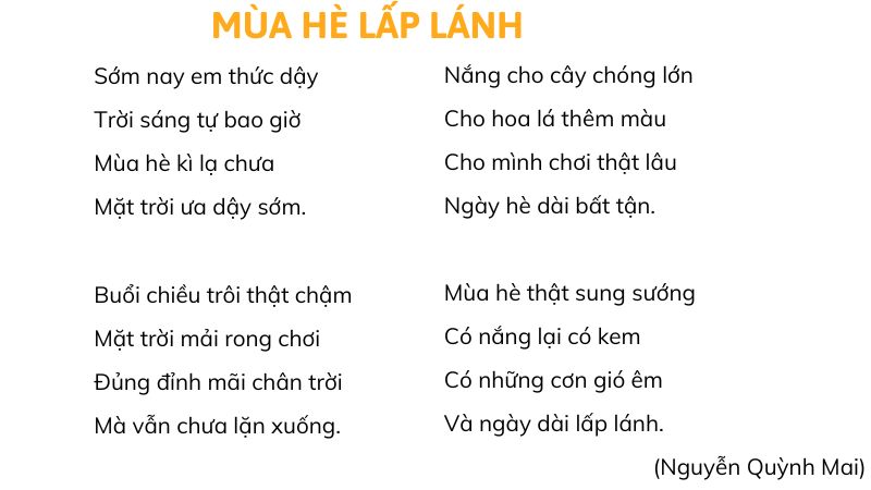 Câu 2: Đọc Bài 7: Mùa hè lấp lánh