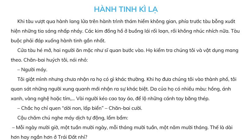 Câu 2: Đọc Bài 8: Hành tinh kì lạ 1