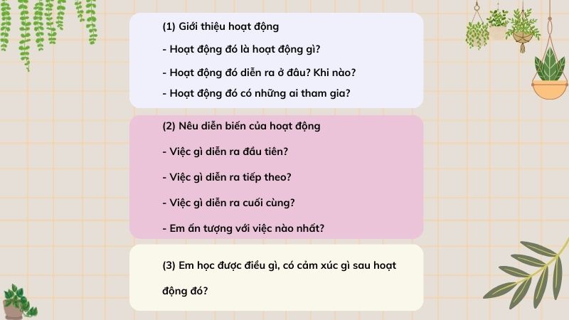 Câu 2: Kể lại một hoạt động em đã làm cùng những người thân trong gia đình.