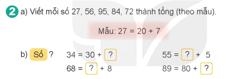 Bài số 2: Giải luyện tập câu 2 trang 23 SGK Toán 2 tập 1