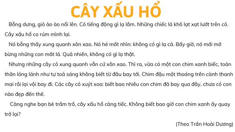 Câu 3: Đọc Bài 7: Cây xấu hổ