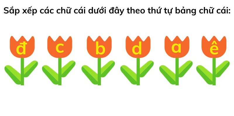 câu 3: Sắp xếp các chữ cái đã cho theo thứ tự bảng chữ cái