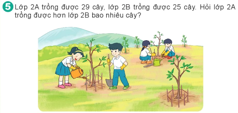 Bài số 5: Giải luyện tập câu 5 trang 24 SGK Toán 2 tập 1