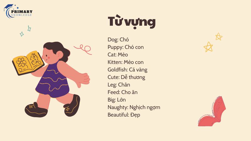 Từ vựng viết đoạn văn tiếng Anh lớp 5 về thú cưng