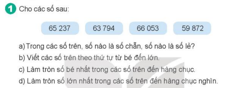 Bài số 1: Giải luyện tập câu 1 trang 21 SGK Toán 4 tập 1