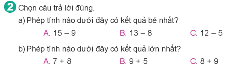 Bài số 10: Giải luyện tập câu 2 trang 55 SGK Toán 2 tập 1