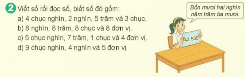 Bài số 2: Giải luyện tập câu 2 trang 6 SGK Toán 4 tập 1