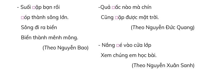 câu 2: Chọn g hoặc gh thay cho ô vuông bài 20