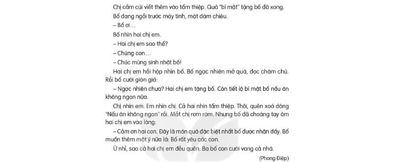 Câu 2: Đọc Bài 18: Món quà đặc biệt 2