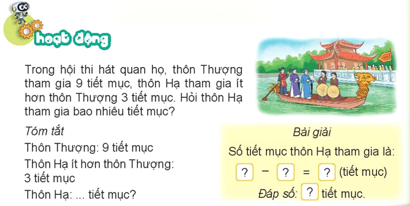 Bài số 3: Giải hoạt động trang 51 SGK Toán 2 tập 1