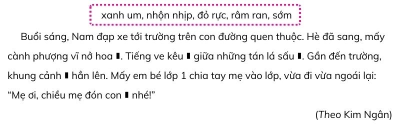 Câu 3: Chọn từ chỉ đặc điểm trong khung thay cho ô vuông bài 10