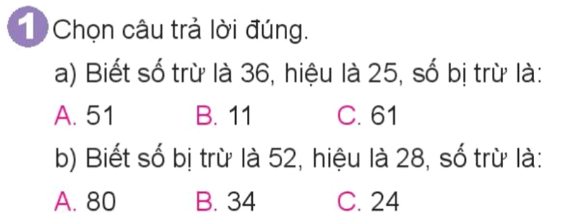 Bài số 6: Giải luyện tập câu 1 trang 13 SGK Toán 2 tập 1