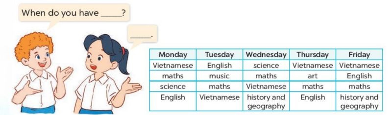 Lets talk Lesson 2 Unit 7: Our timetable