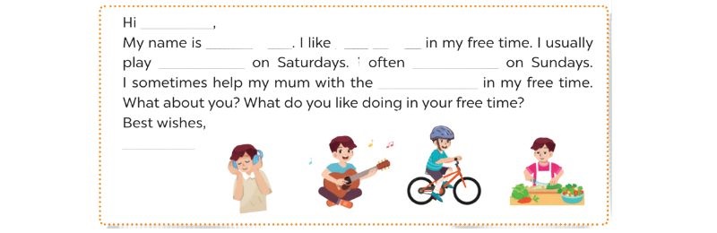 Lets write Lesson 3 Unit 4: Our free-time activities