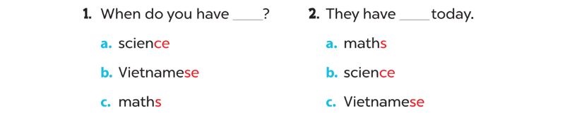 Listen and circle Lesson 3 Unit 7: Our timetable