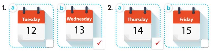 Listen and tick Lesson 1 Unit 3: My week answer