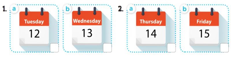 Listen and tick Lesson 1 Unit 3: My week