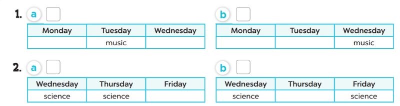 Listen and tick Lesson 2 Unit 7: Our timetable