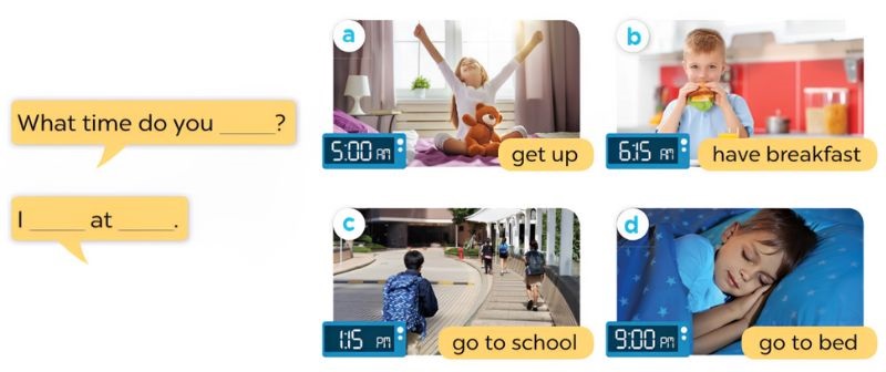 Listen, point and say Lesson 2 Unit 2: Time and daily routines