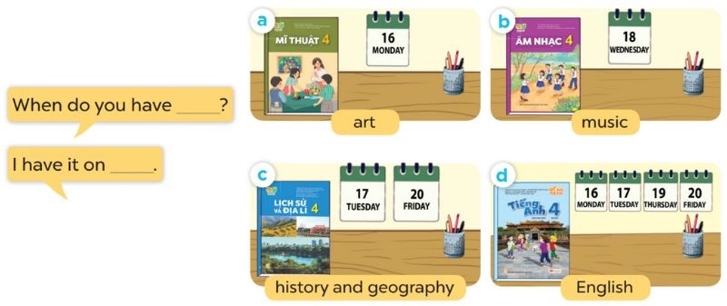 Listen, point and say Lesson 2 Unit 7: Our timetable