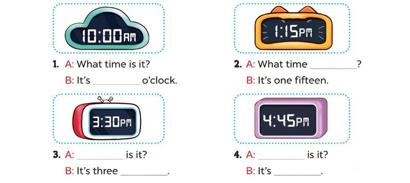 Look, complete and read Lesson 1 Unit 2: Time and daily routines