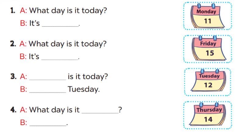 Look, complete and read Lesson 1 Unit 3: My week