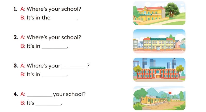 Look, complete and read Lesson 1 Unit 6: Our school facilities