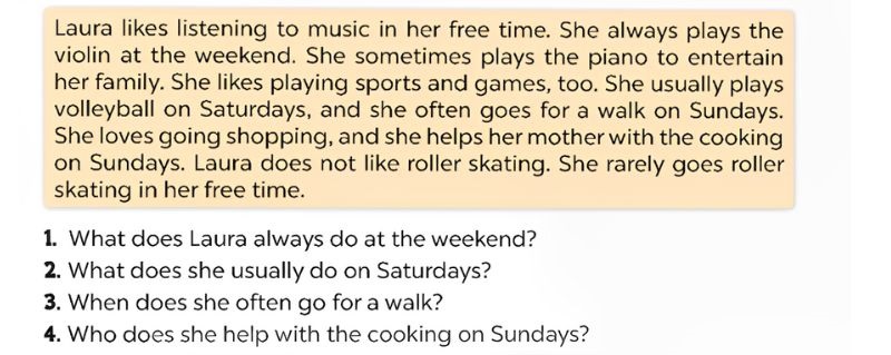 Read and answer Lesson 3 Unit 4: Our free-time activities