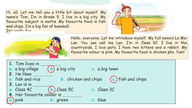 Read and circle Lesson 3 Unit 1: All about me answer