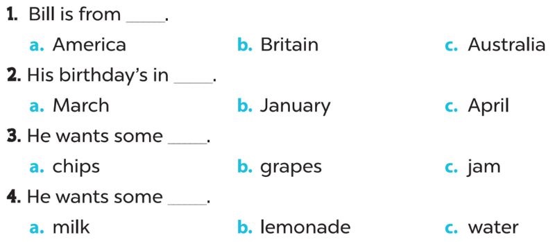 Read and circle Lesson 3 Unit 4: My birthday party question