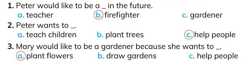 Read and circle Lesson 3 Unit 5: My future job answer