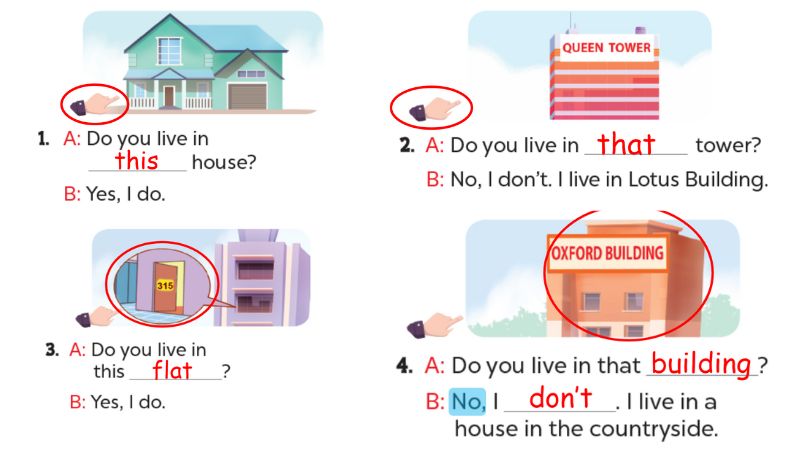 Read and complete Lesson 1 Unit 2: Our home answer