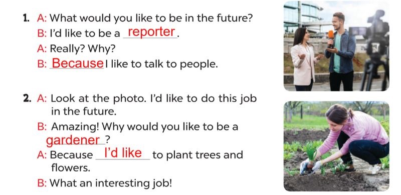 Read and complete Lesson 2 Unit 5: My future job answer