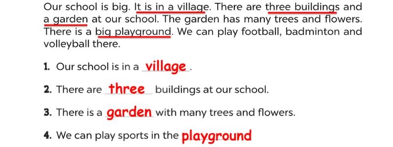 Read and complete Lesson 3 Unit 6: Our school facilities answer