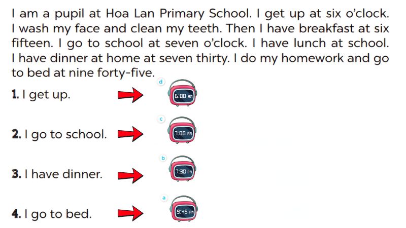 Read and match Lesson 3 Unit 2: Time and daily routines answer