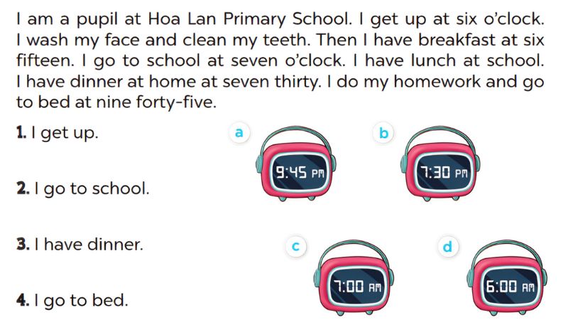 Read and match Lesson 3 Unit 2: Time and daily routines