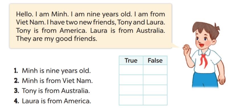 Read and tick True or False Lesson 3 Unit 1: My friends