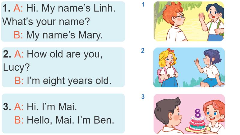 Task 4. Unit 2 lớp 3 Lesson 3: Read and match