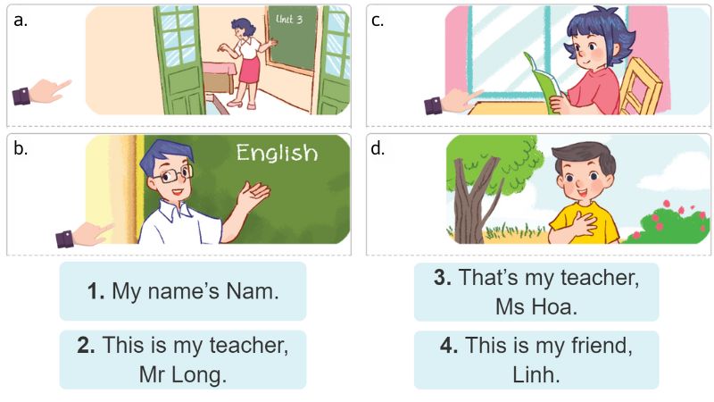 Task 4. Unit 3 lớp 3 Lesson 3: Read and match