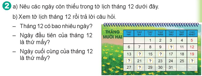 Bài số 2: Giải hoạt động câu 2 trang 117 SGK Toán 2 tập 1