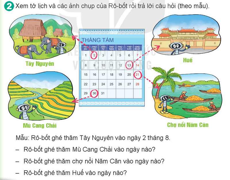 Bài số 2: Giải luyện tập câu 2 trang 122 SGK Toán 2 tập 1