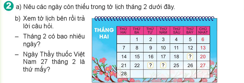 Bài số 5: Giải luyện tập câu 2 trang 118 SGK Toán 2 tập 1