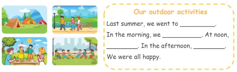 Lets write Lesson 3 Unit 9: Our outdoor activities lớp 5